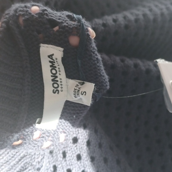 Sonoma Navy Open weave Crewneck Sweater - Picture 7 of 10